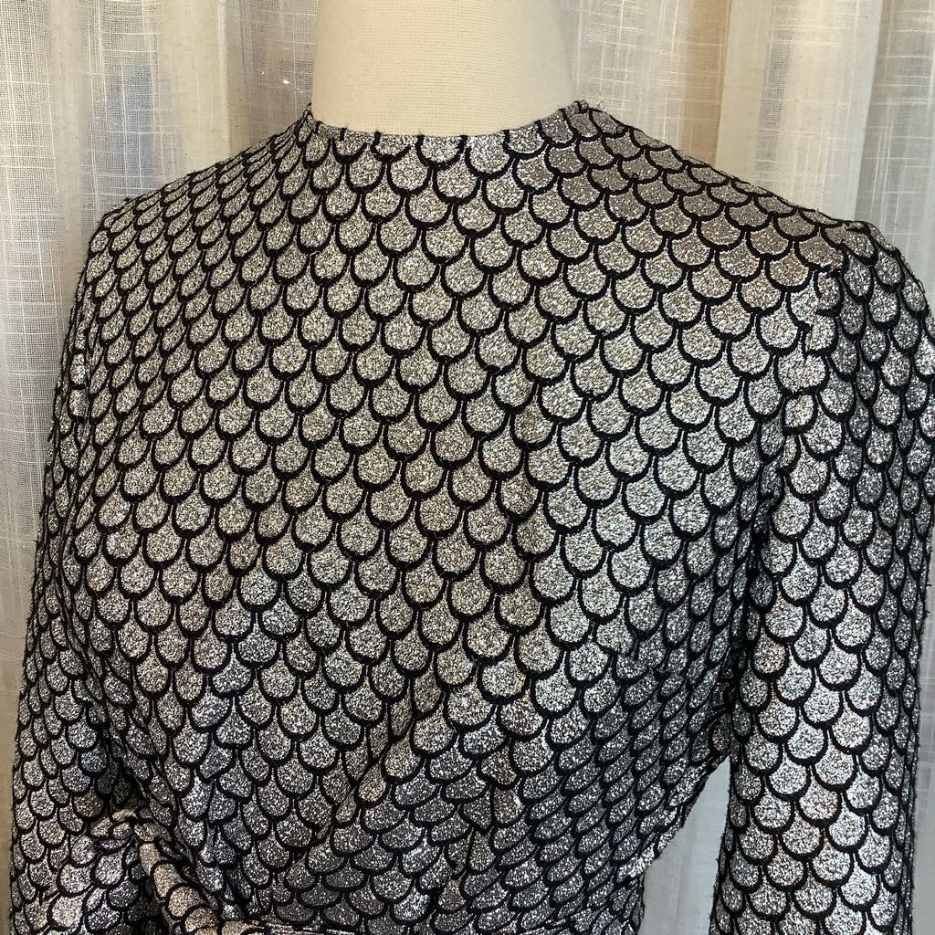 1960s Silver and Black Lurex Mini with Belt