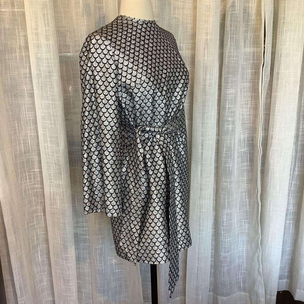 1960s Silver and Black Lurex Mini with Belt