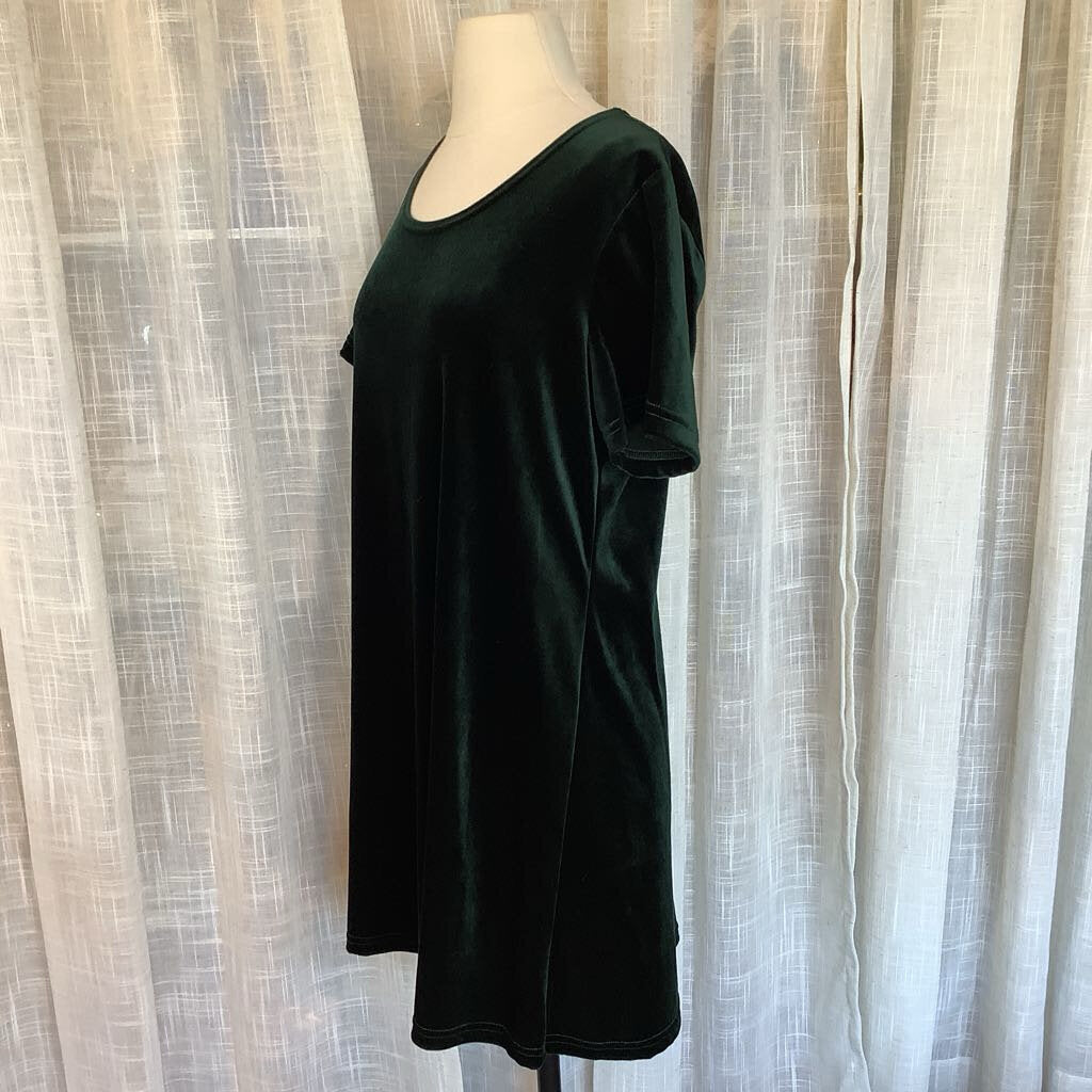 1990s Dark Green Velvet Dress