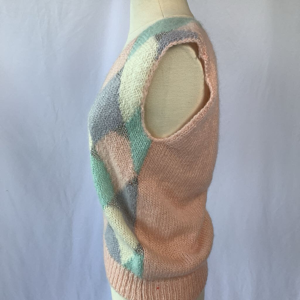1980s Pink Pastel Lurex Sweater Vest