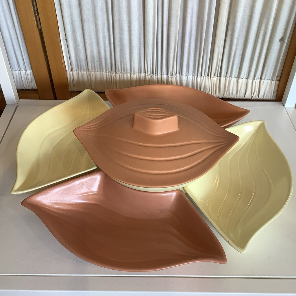 Vintage California USA Pottery Chip and Dip Set