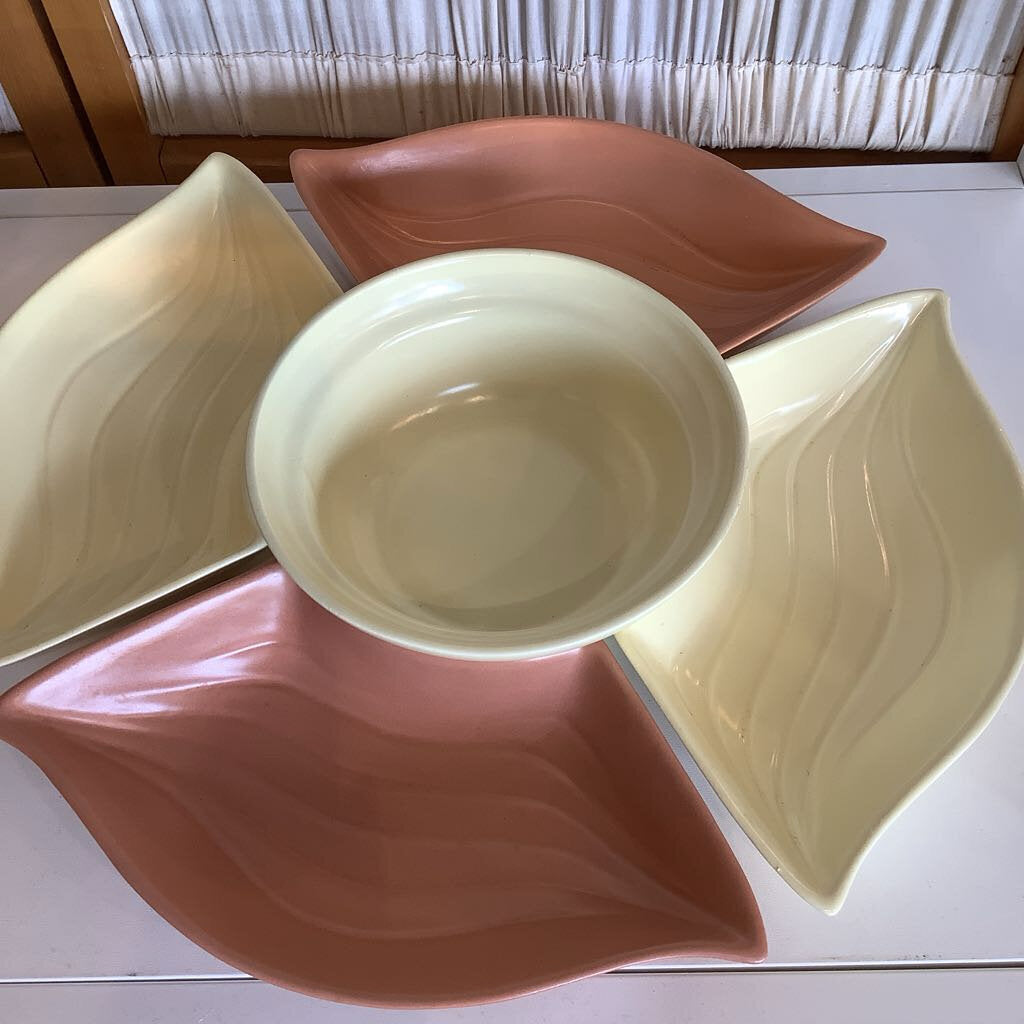 Vintage California USA Pottery Chip and Dip Set