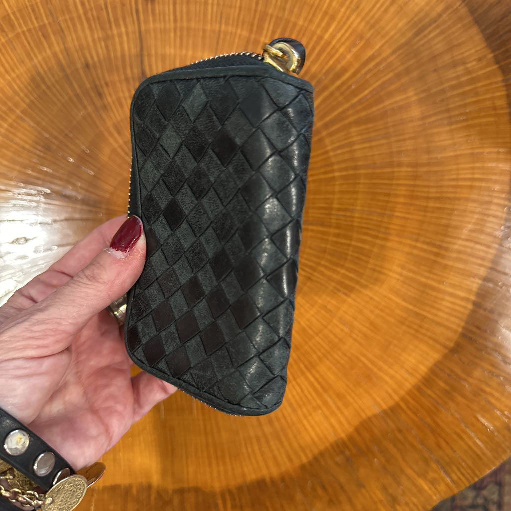 Bottega Veneta Intrecciato Zip Around Coin Purse Wallet