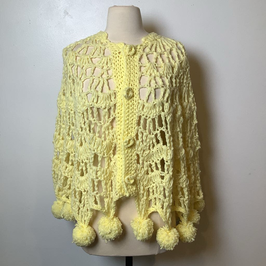 1960s Pom Pom Knit Cape