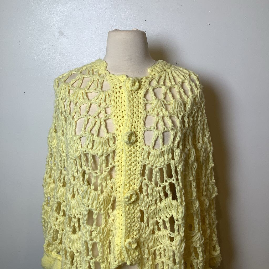 1960s Pom Pom Knit Cape