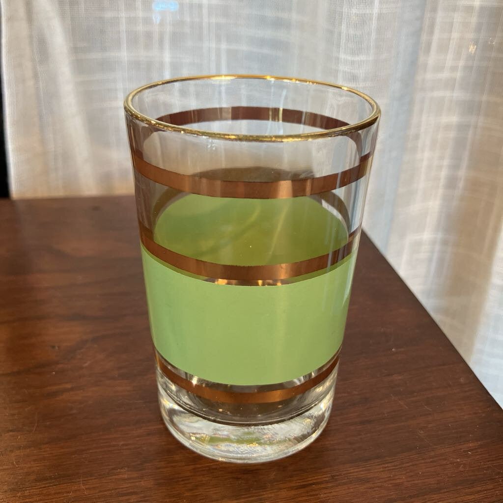 Vintage Green Stripe Juice Glasses