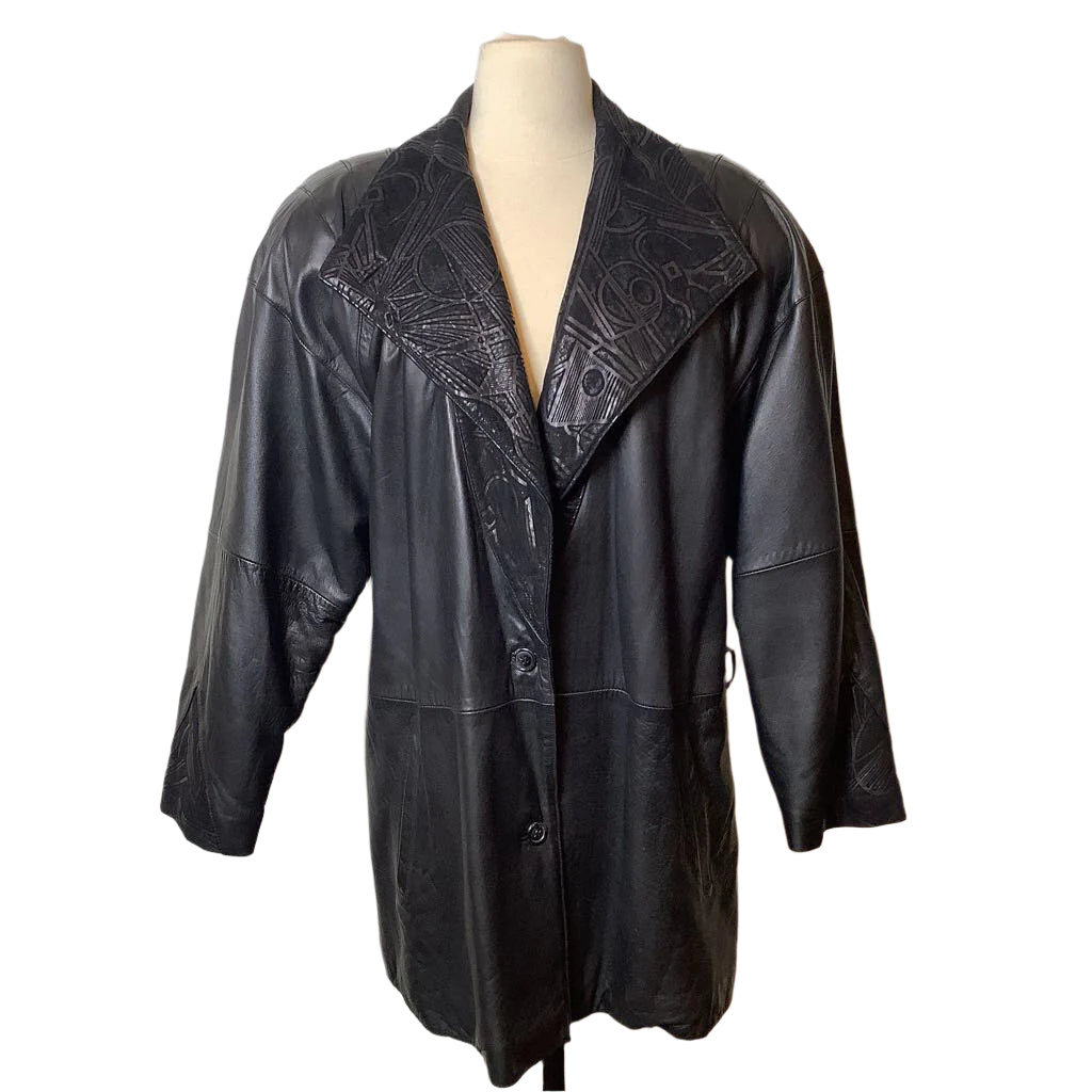 90s Black 2 Tone Suede/Leather Jacket by Milanoza