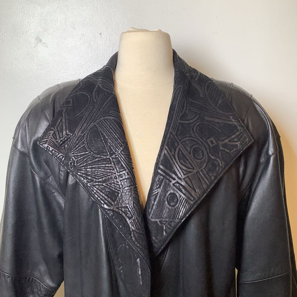 90s Black 2 Tone Suede/Leather Jacket by Milanoza