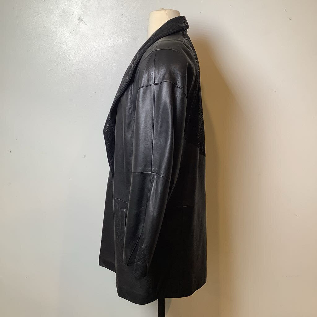 90s Black 2 Tone Suede/Leather Jacket by Milanoza