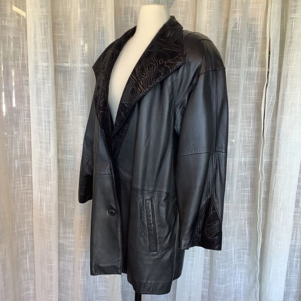 1990s Black 2 Tone Suede & Leather Jacket by Milanoza