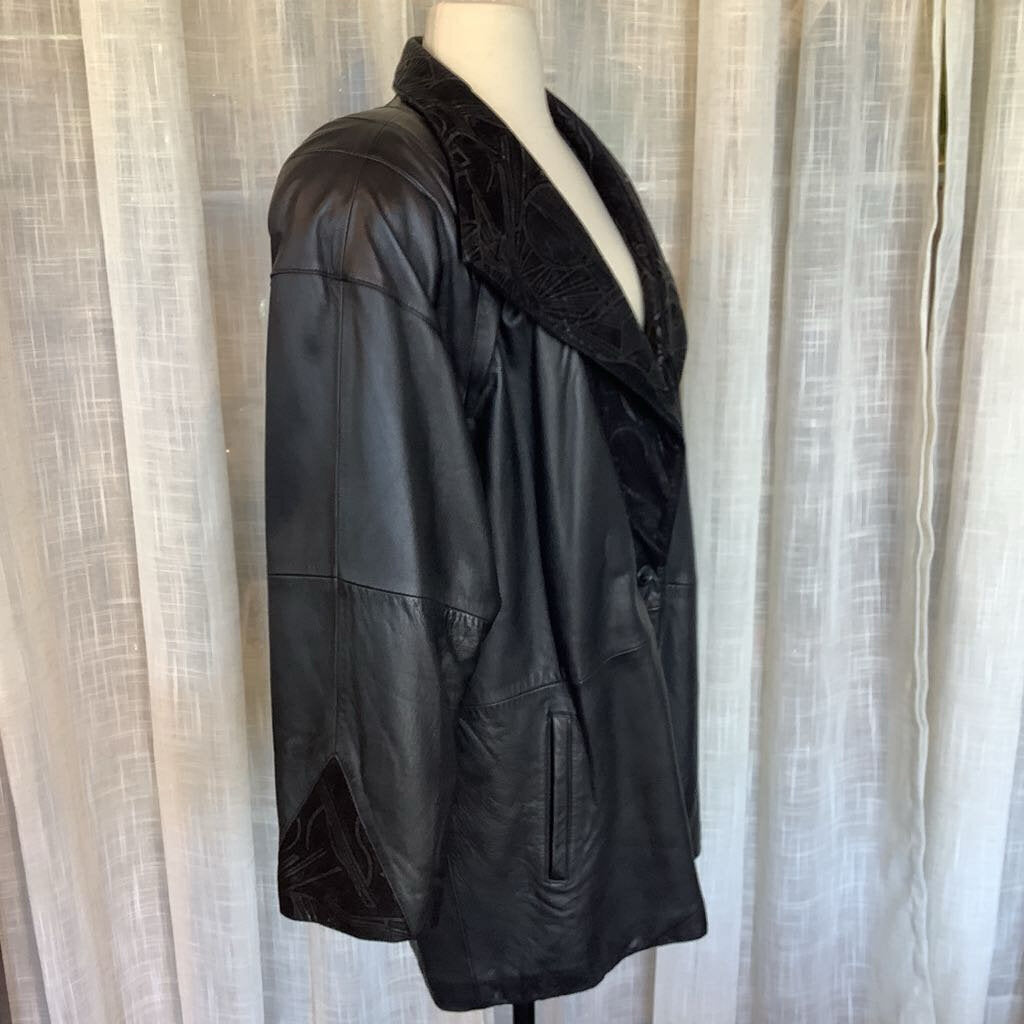 1990s Black 2 Tone Suede & Leather Jacket by Milanoza