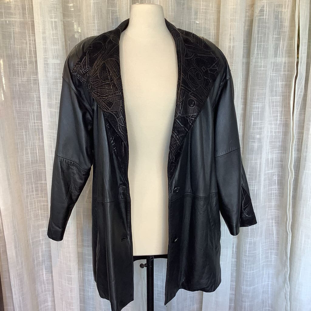 1990s Black 2 Tone Suede & Leather Jacket by Milanoza