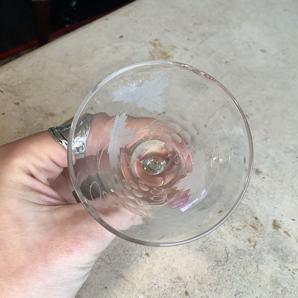 Vtg Crystal Cut Grape Leaf Cordials - Set of 4