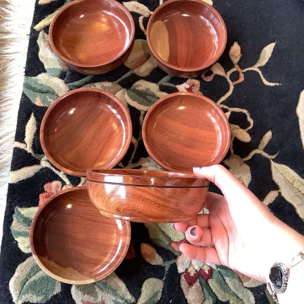 MCM RARE Handturned Wood Salad Set - 9pcs AS IS