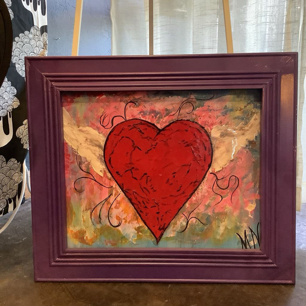 Original Acrylic Heart in Purple Frame