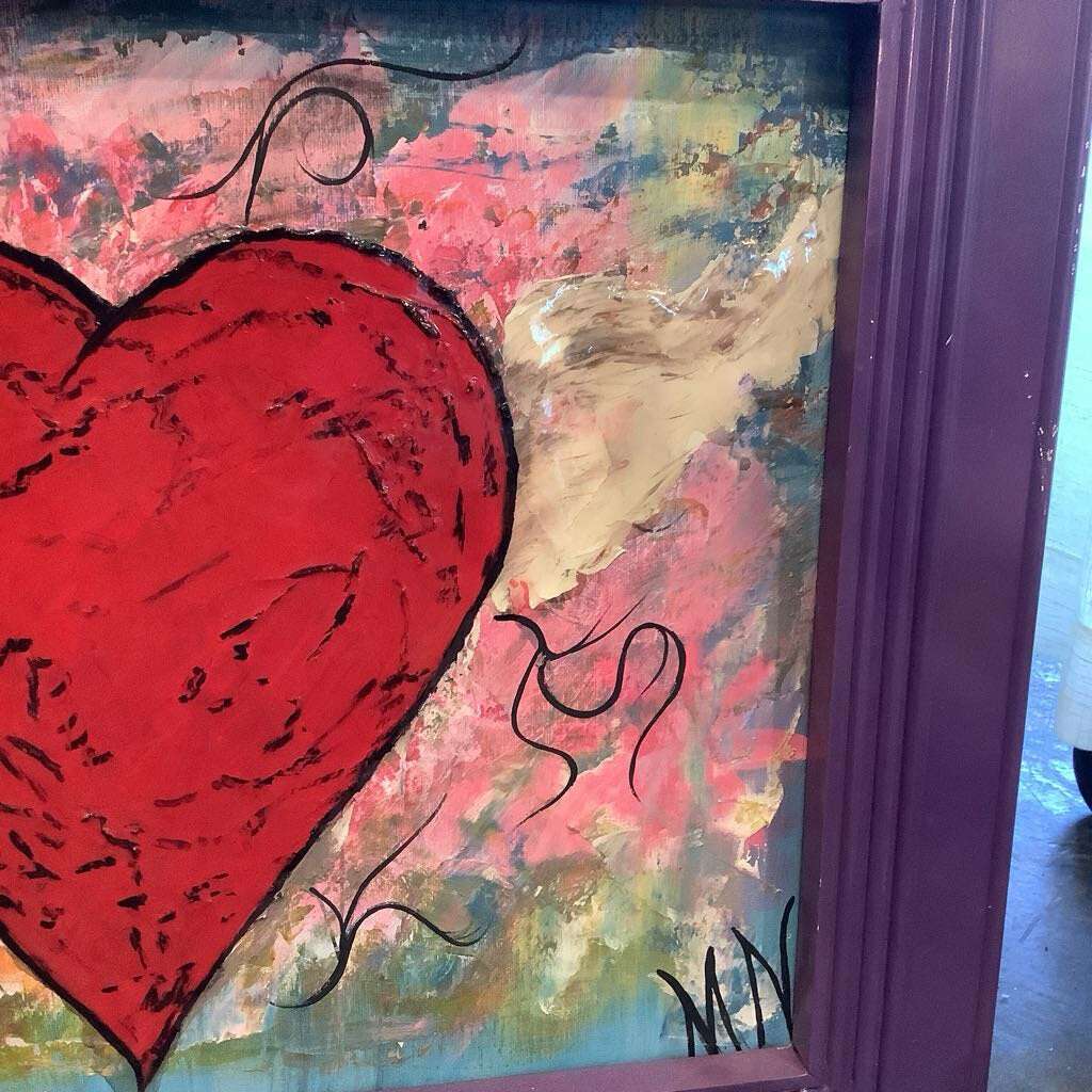 Original Acrylic Heart in Purple Frame