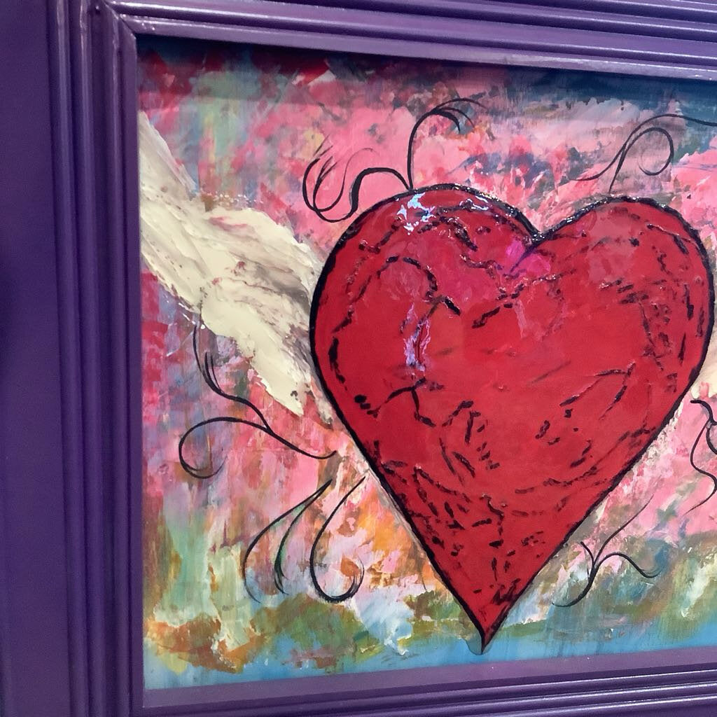 Original Acrylic Heart in Purple Frame