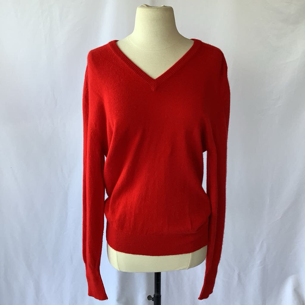 1980s Red Cashmere V-Neck Sweater