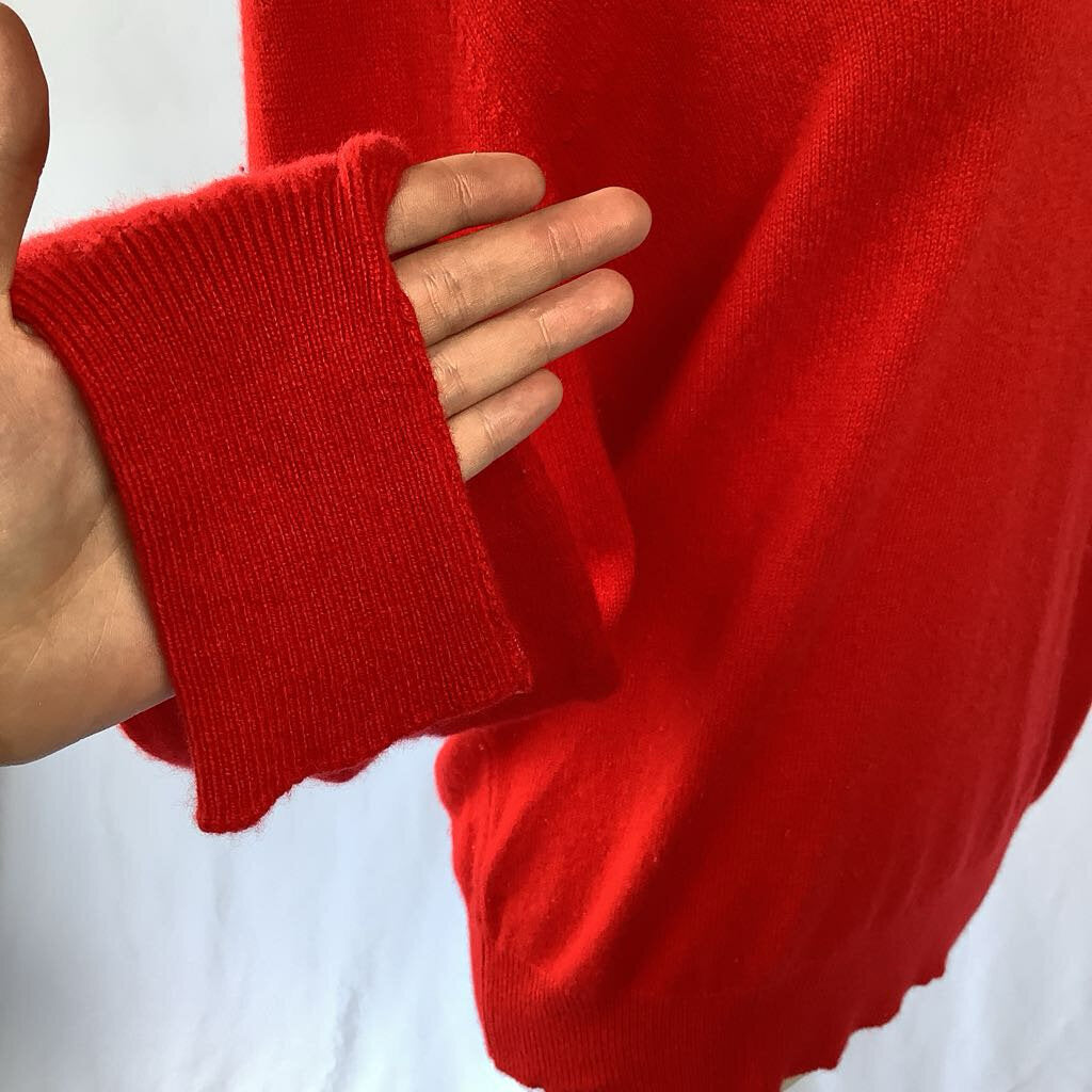 1980s Red Cashmere V-Neck Sweater