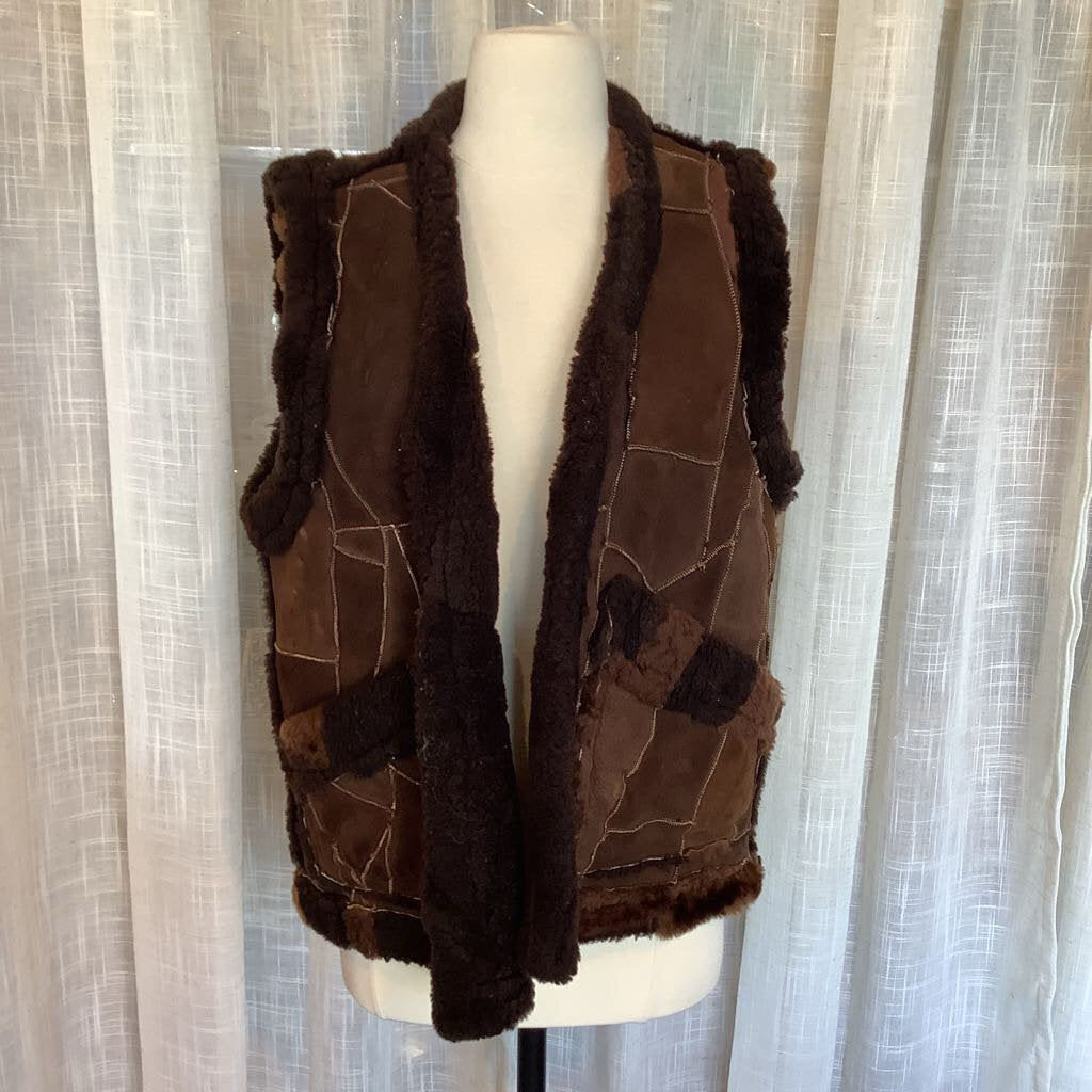 1970s Brown Patch Work Vest