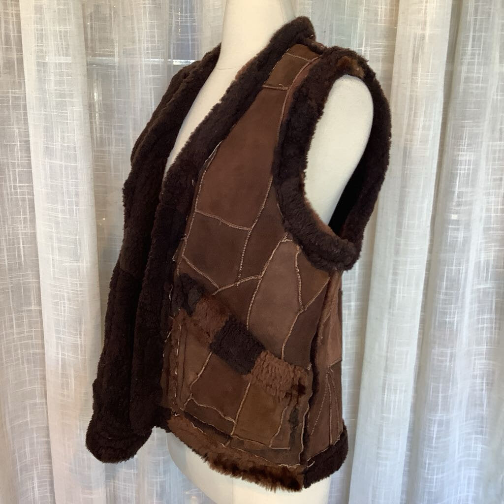 1970s Brown Patch Work Vest