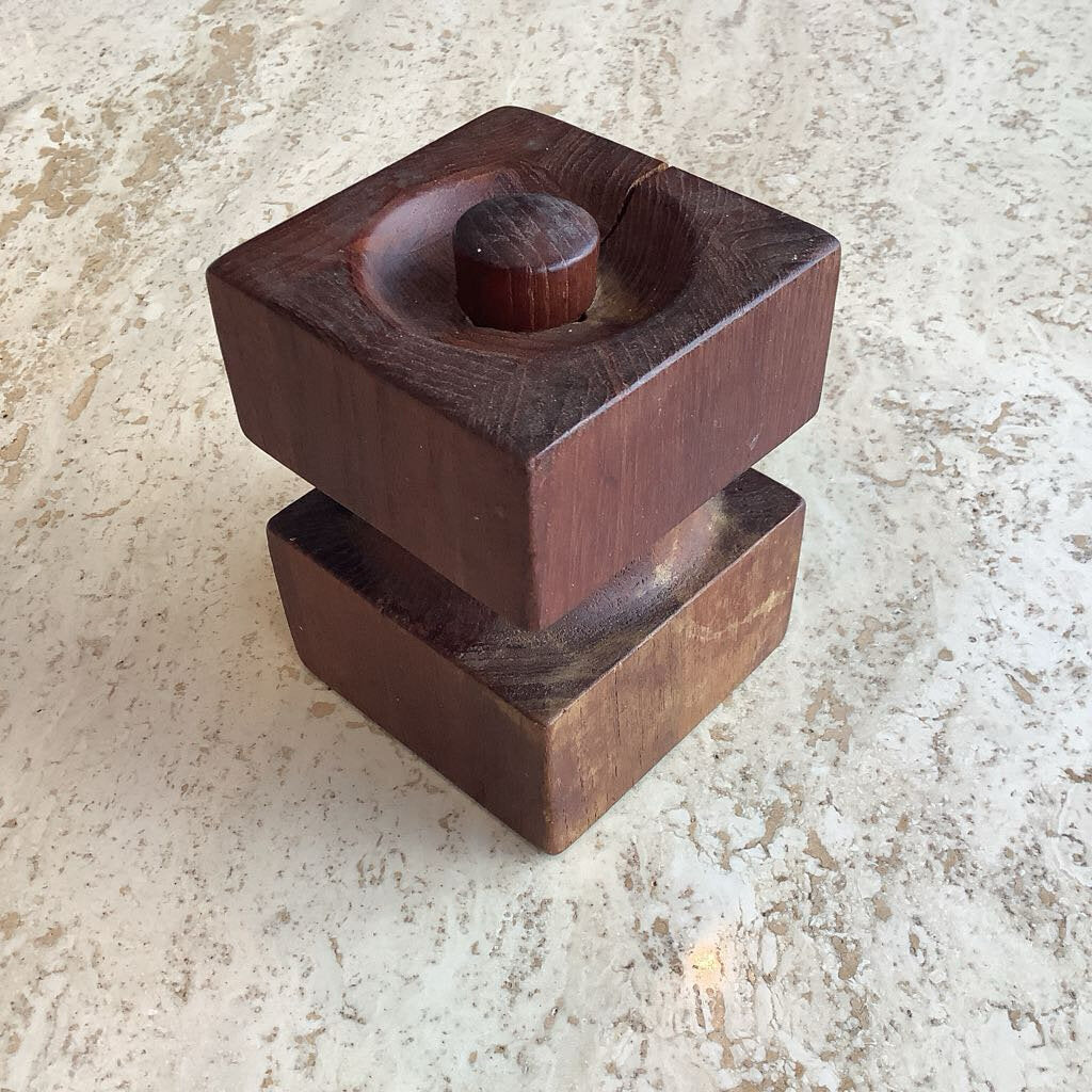 Cubed wooden pepper mill by Dansk MCM