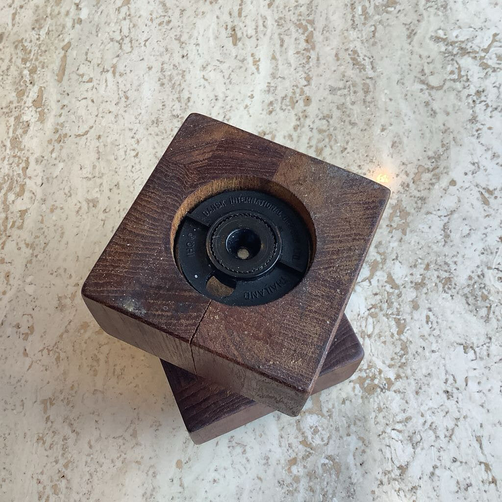 Cubed wooden pepper mill by Dansk MCM