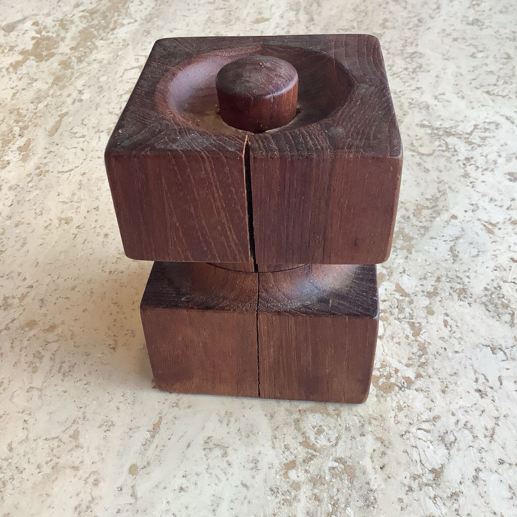 Cubed wooden pepper mill by Dansk MCM