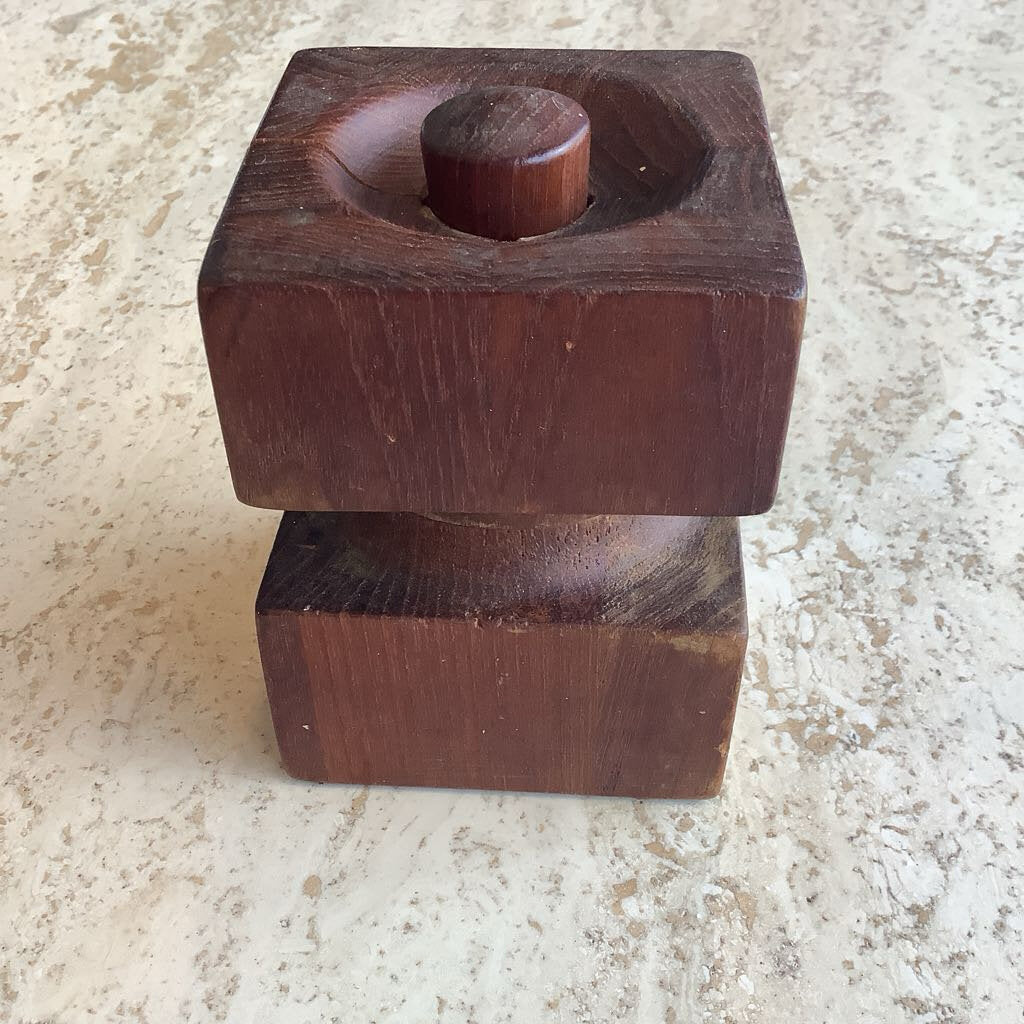 Cubed wooden pepper mill by Dansk MCM