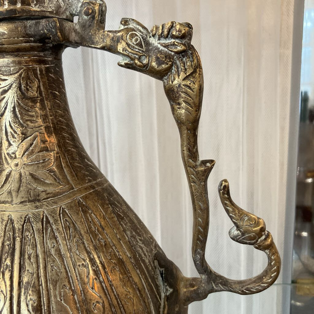 18th Century North Indian Engraved Brass Ewer