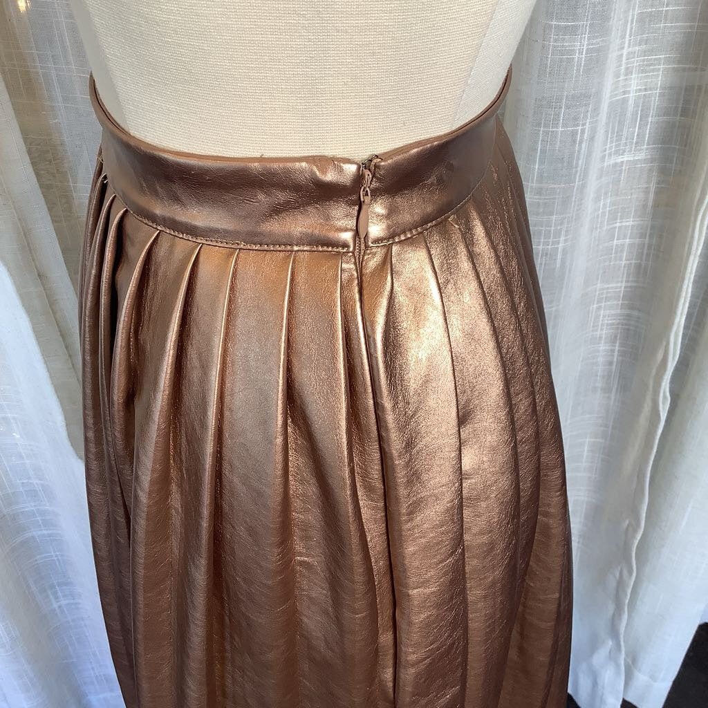 Idem Ditto Bronze Faux Leather Pleated Skirt