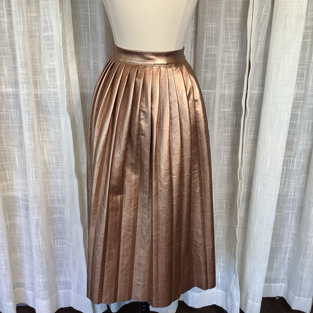 Idem Ditto Bronze Faux Leather Pleated Skirt