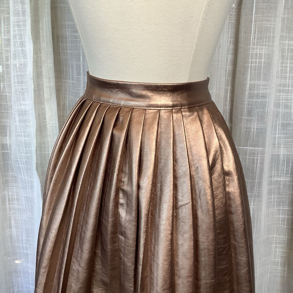 Idem Ditto Bronze Faux Leather Pleated Skirt