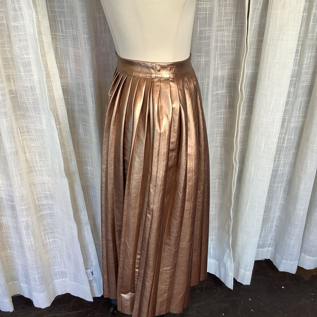 Idem Ditto Bronze Faux Leather Pleated Skirt