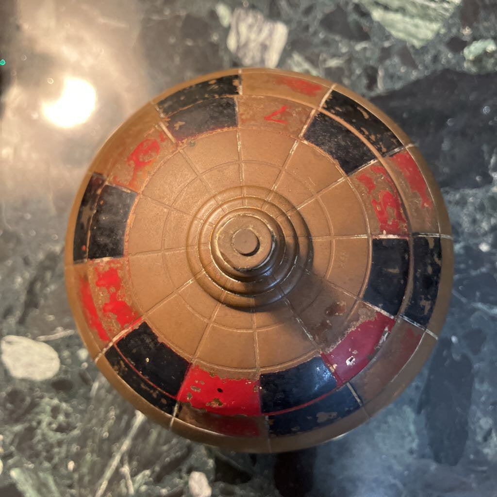 Mid Century 1960 Mad Men Roulette Brass Globe Cigarette Dispenser