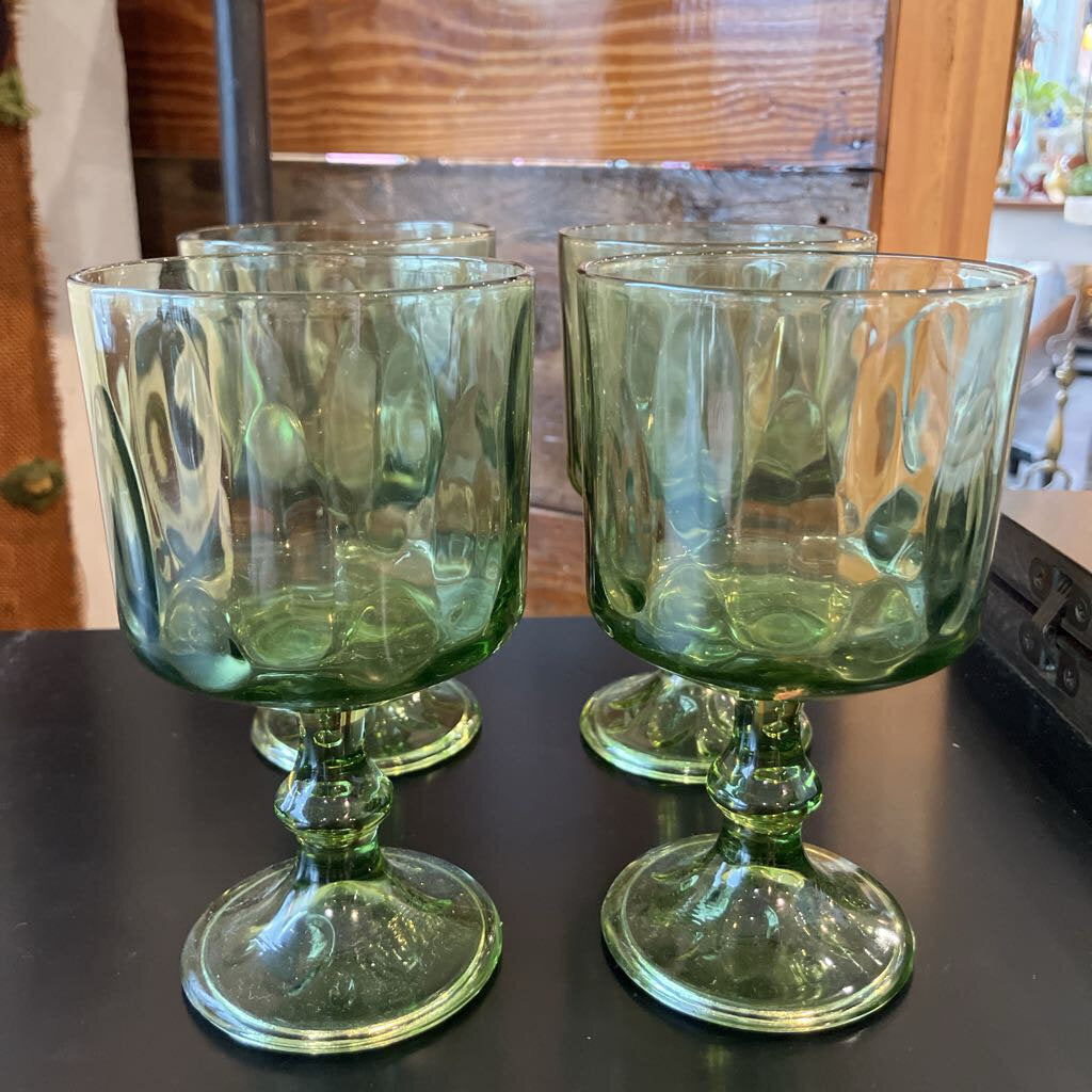 Hazel Atlas Lyric Green Goblets Set of 4