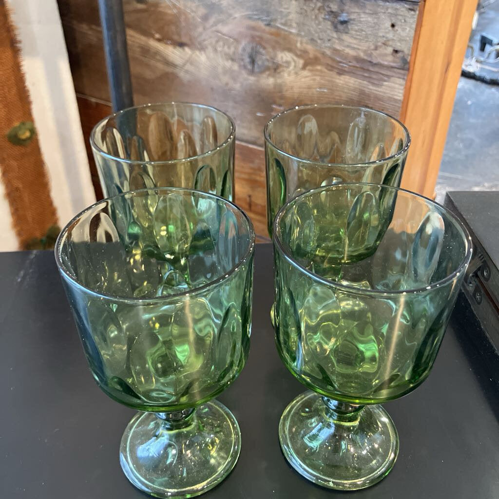 Hazel Atlas Lyric Green Goblets Set of 4