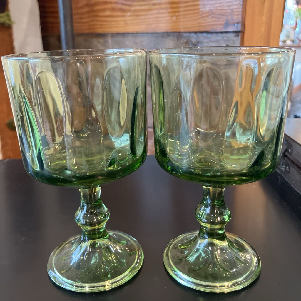 Hazel Atlas Lyric Green Goblets Set of 4