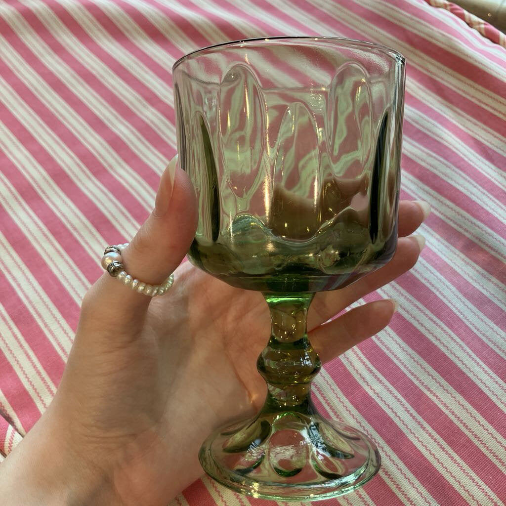 Hazel Atlas Lyric Green Goblets Set of 4