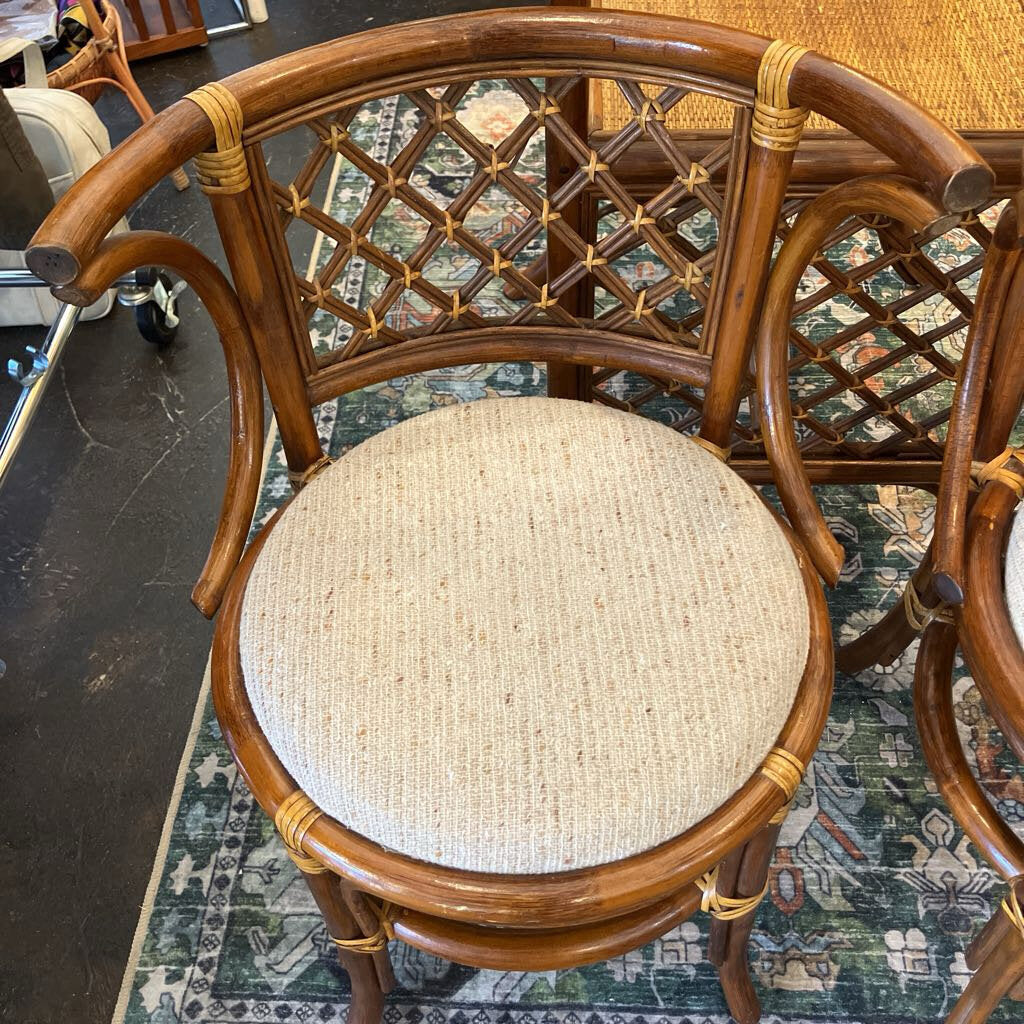 Vintage Rattan Honeymoon Table and Chairs Set