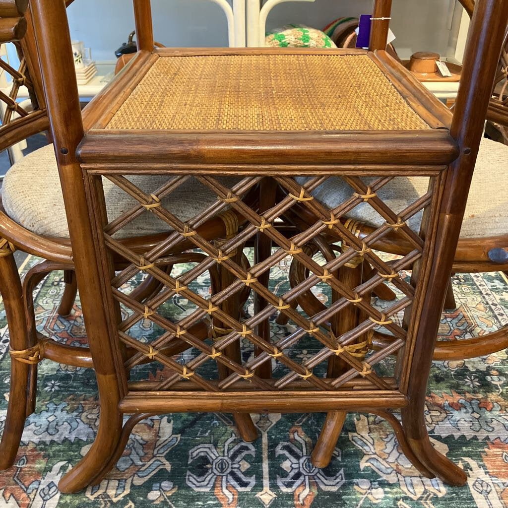 Vintage Rattan Honeymoon Table and Chairs Set