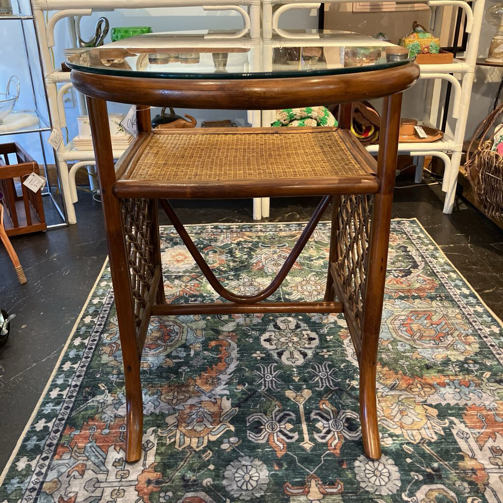 Vintage Rattan Honeymoon Table and Chairs Set