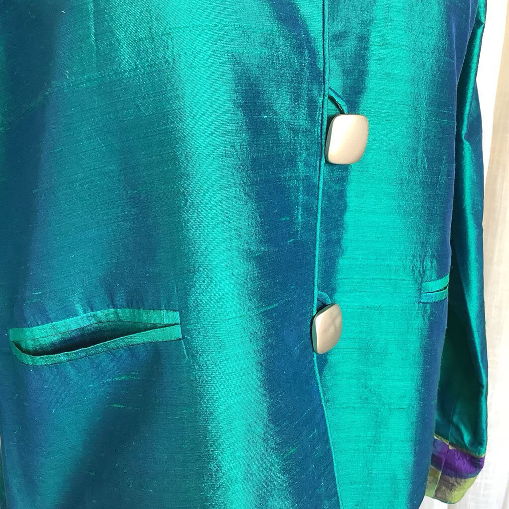 90s Reversible Blazer Teal/Plaid