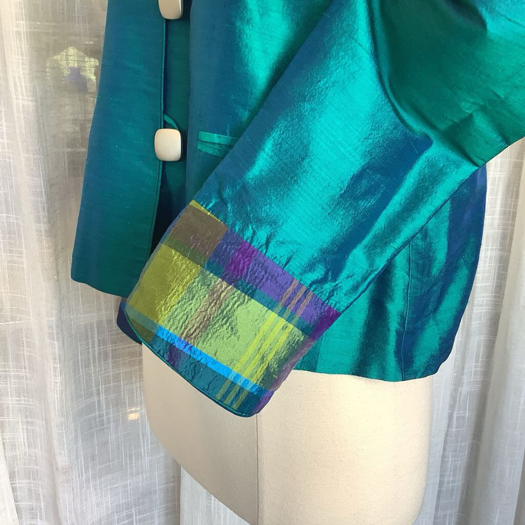 90s Reversible Blazer Teal/Plaid