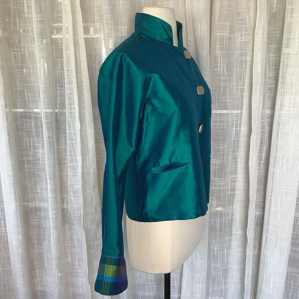 90s Reversible Blazer Teal/Plaid