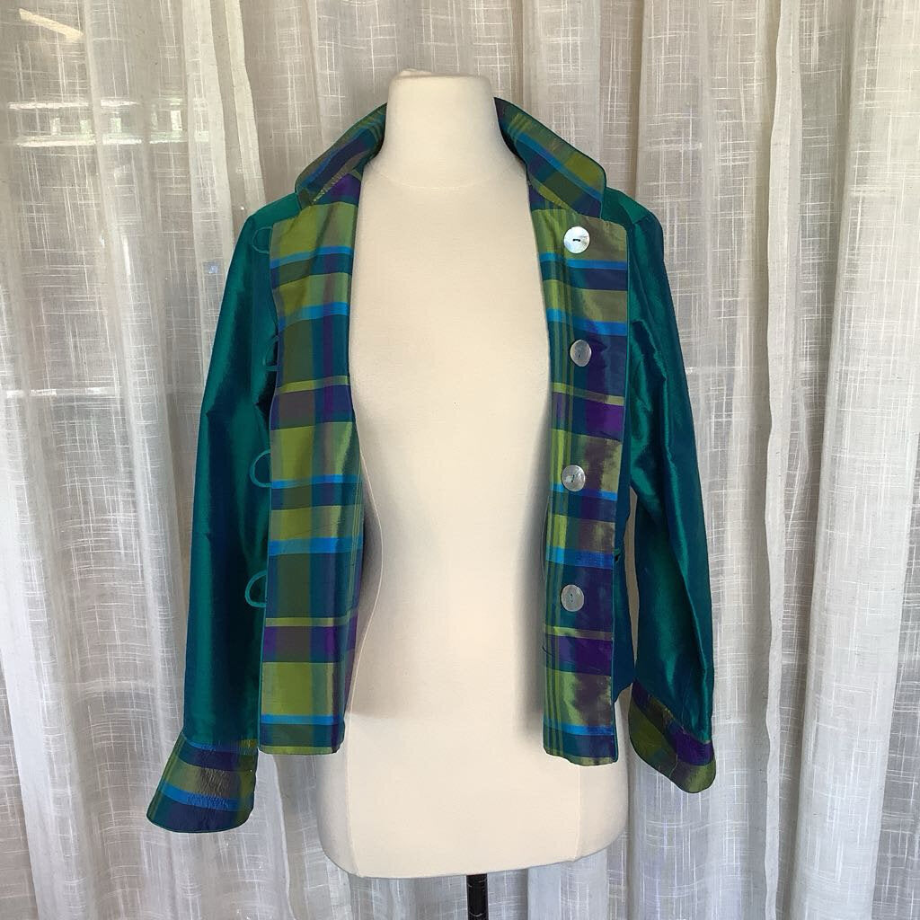 90s Reversible Blazer Teal/Plaid