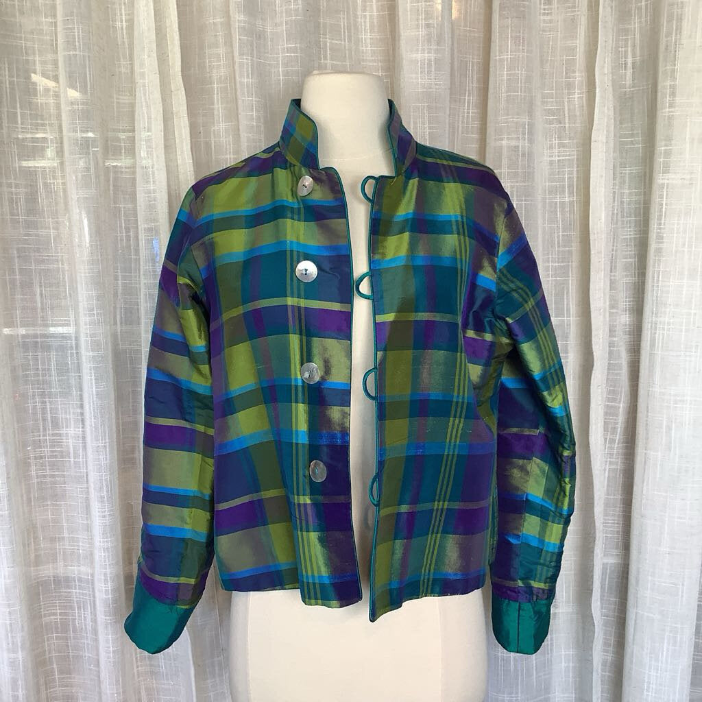 90s Reversible Blazer Teal/Plaid