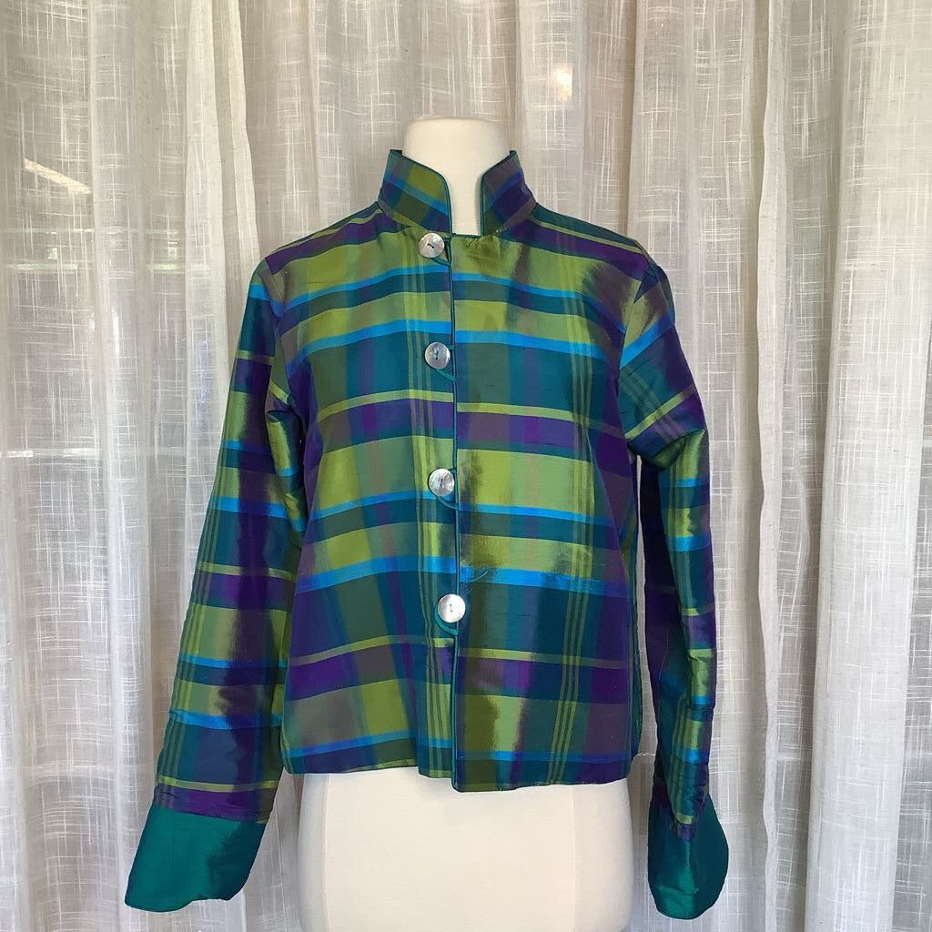 90s Reversible Blazer Teal/Plaid