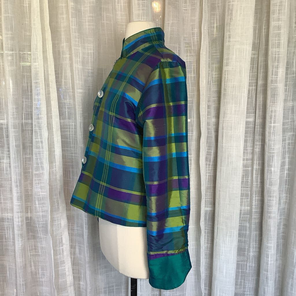 90s Reversible Blazer Teal/Plaid