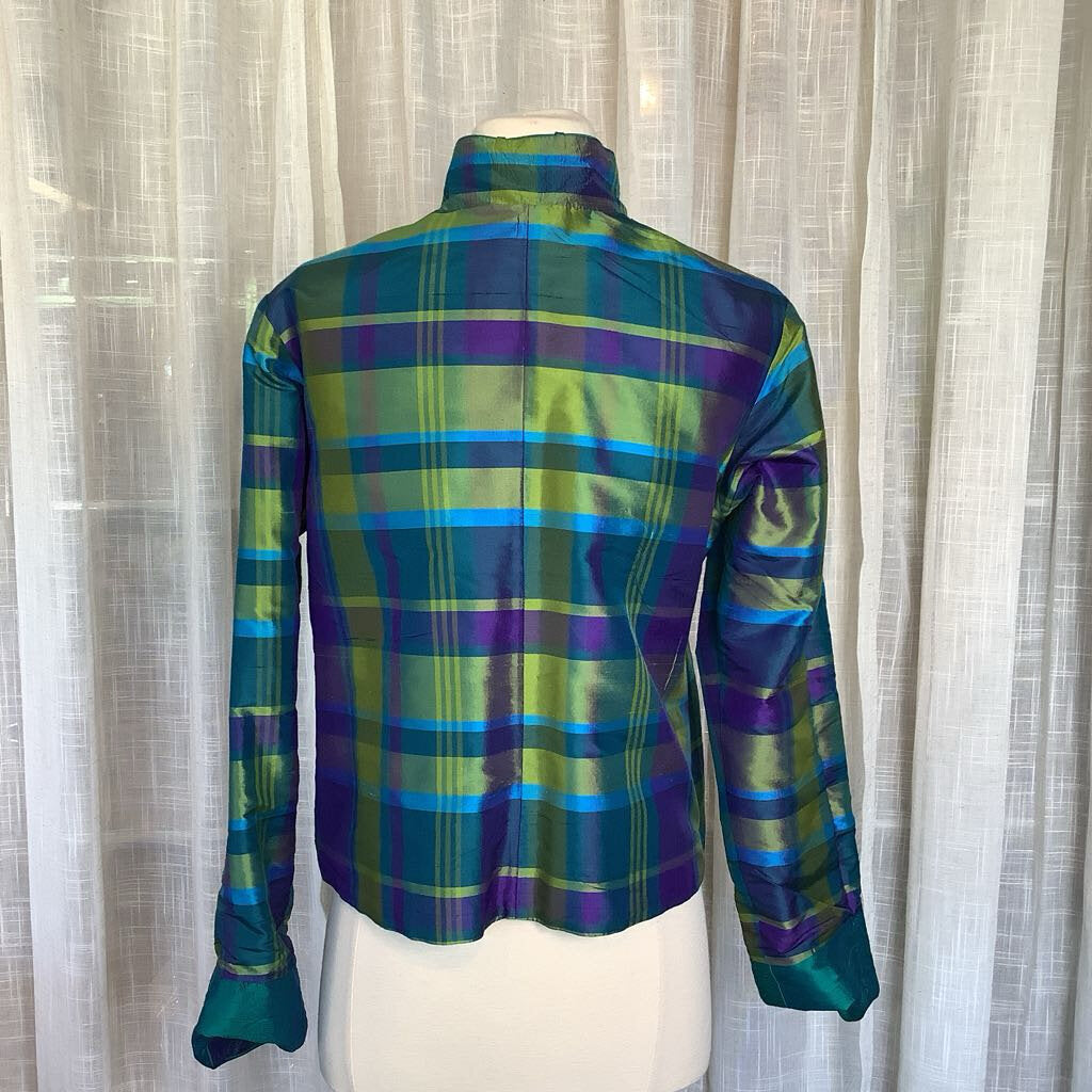 90s Reversible Blazer Teal/Plaid